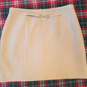 H&M Camel Pencil Mini Skirt with Gold Buckle Accent (Lined)